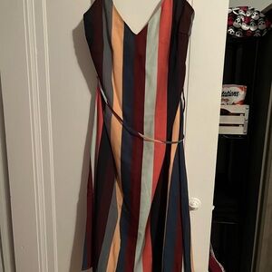 Lulu's Asymmetrical Striped Dress in Multicolor